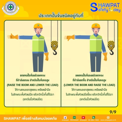 การใช้สัญญาณมือในการสื่อสารระหว่างผู้ปฎิบัติงานเกี่ยวกับปั้นจั่น ประเภทปั้นจั่นอยู่กับที่ 9